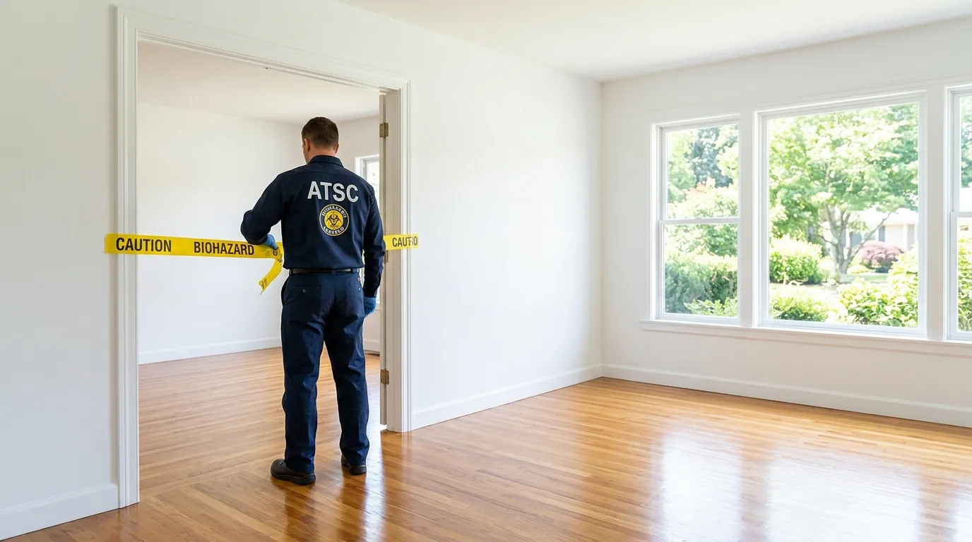 Certified biohazard cleanup crew performing Decomposition Cleanup in Boyette